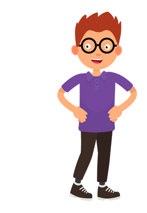 Vector image of boy wearing glasses due to myopia